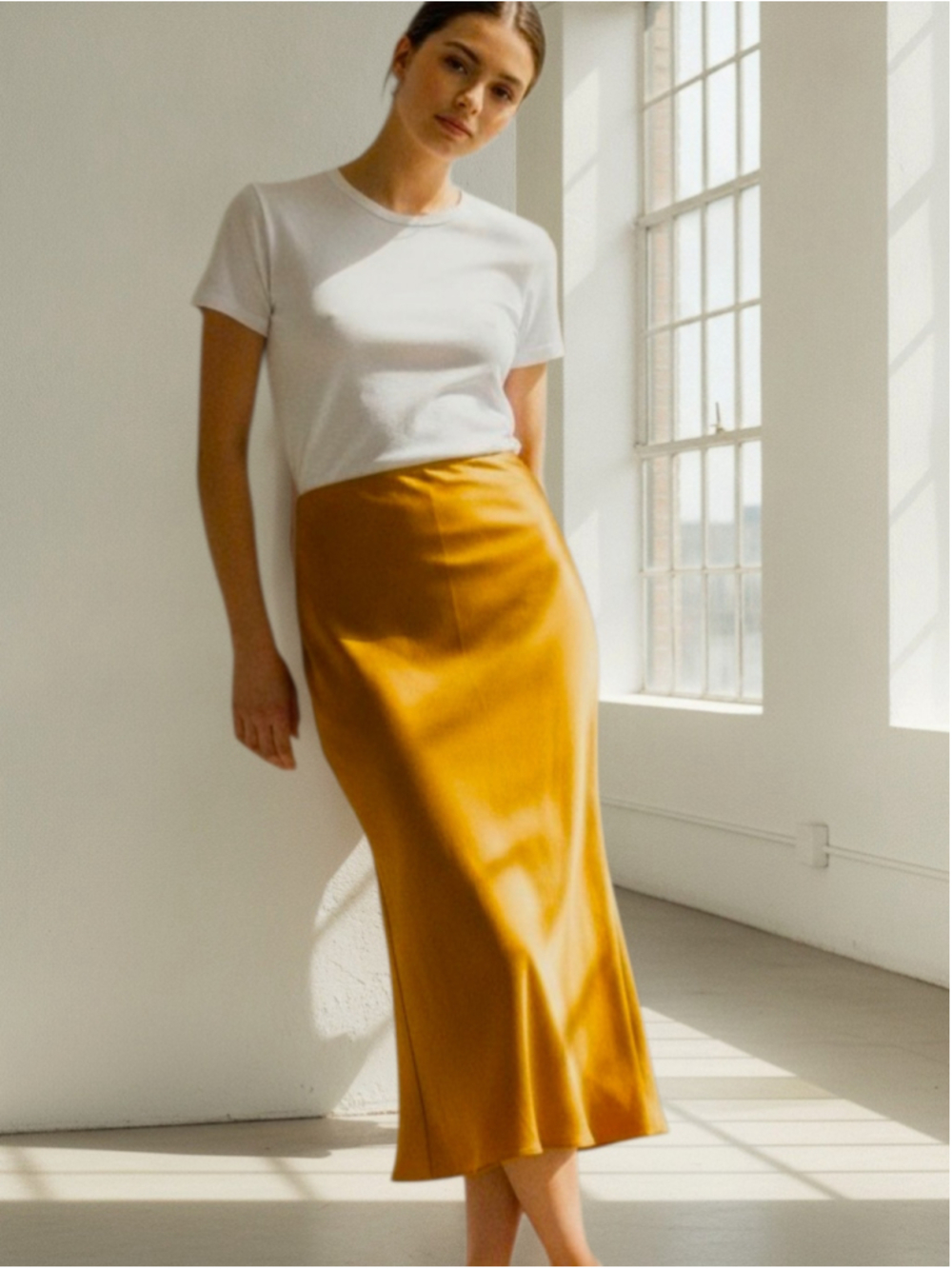 Express Orange Rust Midi Skirt Size Small